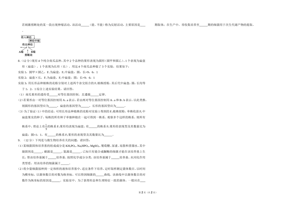2010年全国统一高考生物试卷（全国卷ⅰ）（原卷版）(1).doc_第2页
