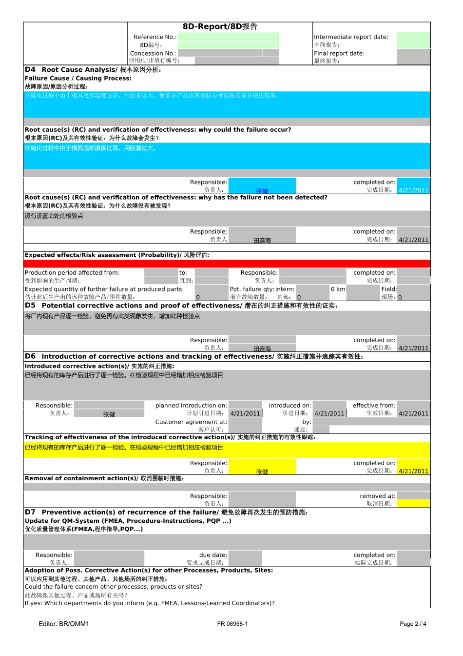8D Report 中英文对照模板.xls_第2页