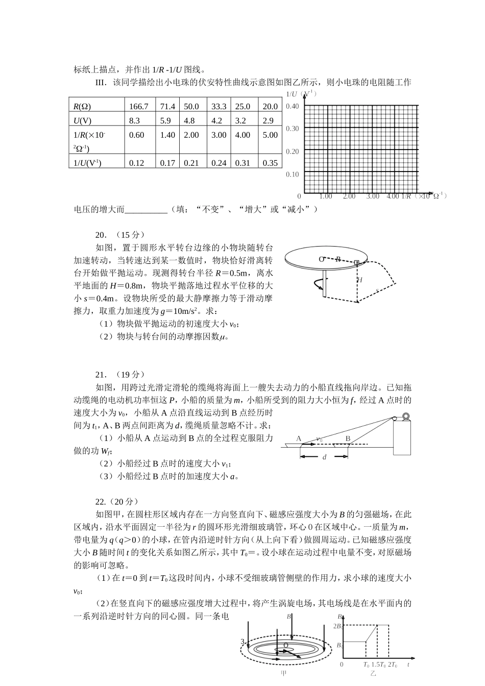 2012高考福建卷理综物理部分(含答案).doc_第3页