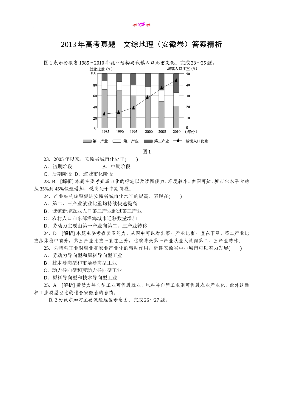 2013年高考安徽卷(文综地理部分)(含答案).doc_第1页