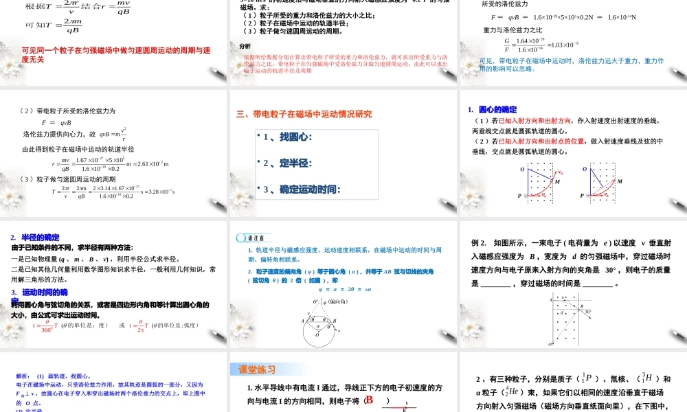1.3 带电粒子在匀强磁场中的运动.pptx