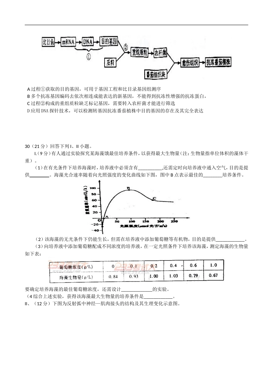 2011年四川省高考生物试卷及答案.doc_第2页
