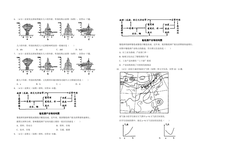 2009年天津市高考地理试卷 (1).doc_第2页
