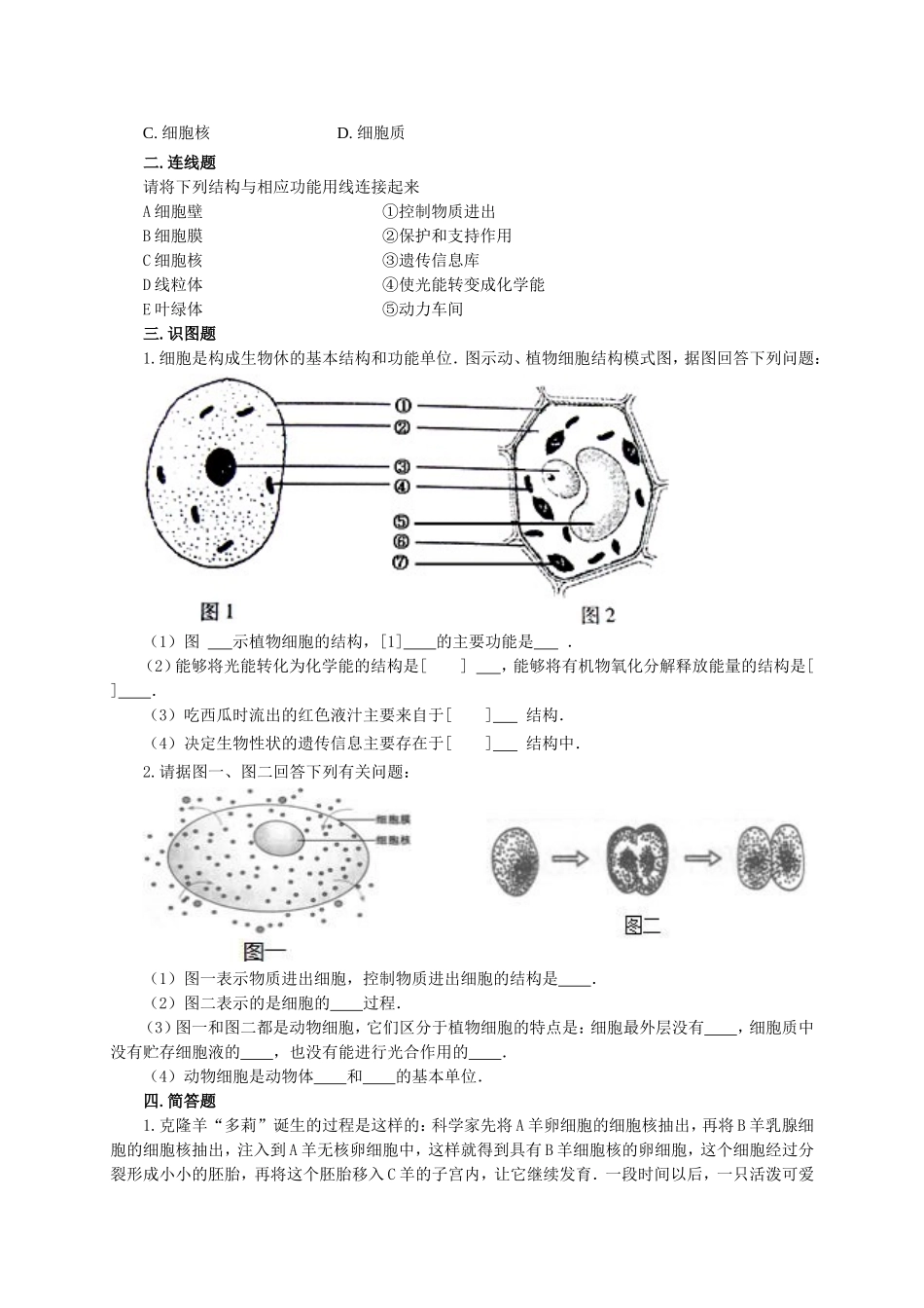 《细胞的生活》习题5 含答案.doc_第3页