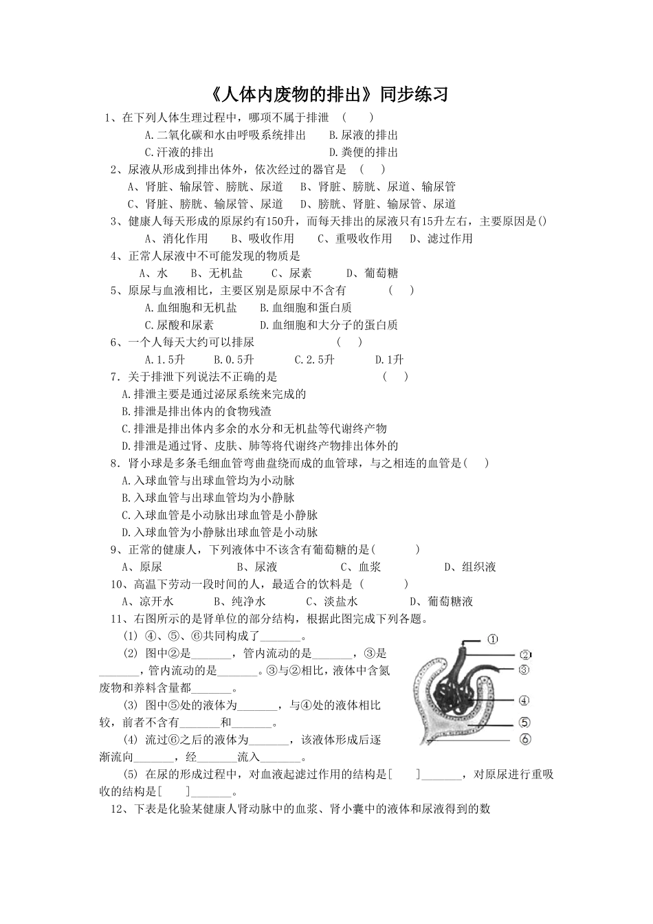 《人体内废物的排出》1.doc_第1页