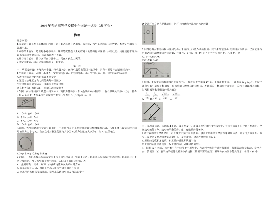 2016年海南高考物理（原卷版）(1).docx_第1页