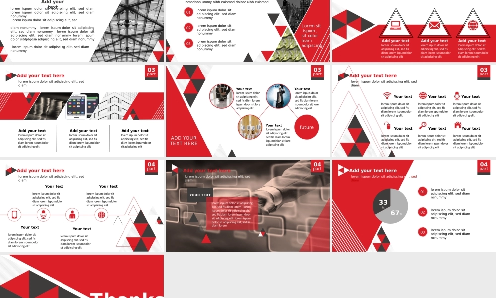 11 配色超赞！红色简约扁平大气商务咨询公司PPT模板by卿卿白桦林.pptx