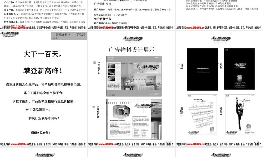 TCL王牌单独听音响电视上市营销方案.ppt