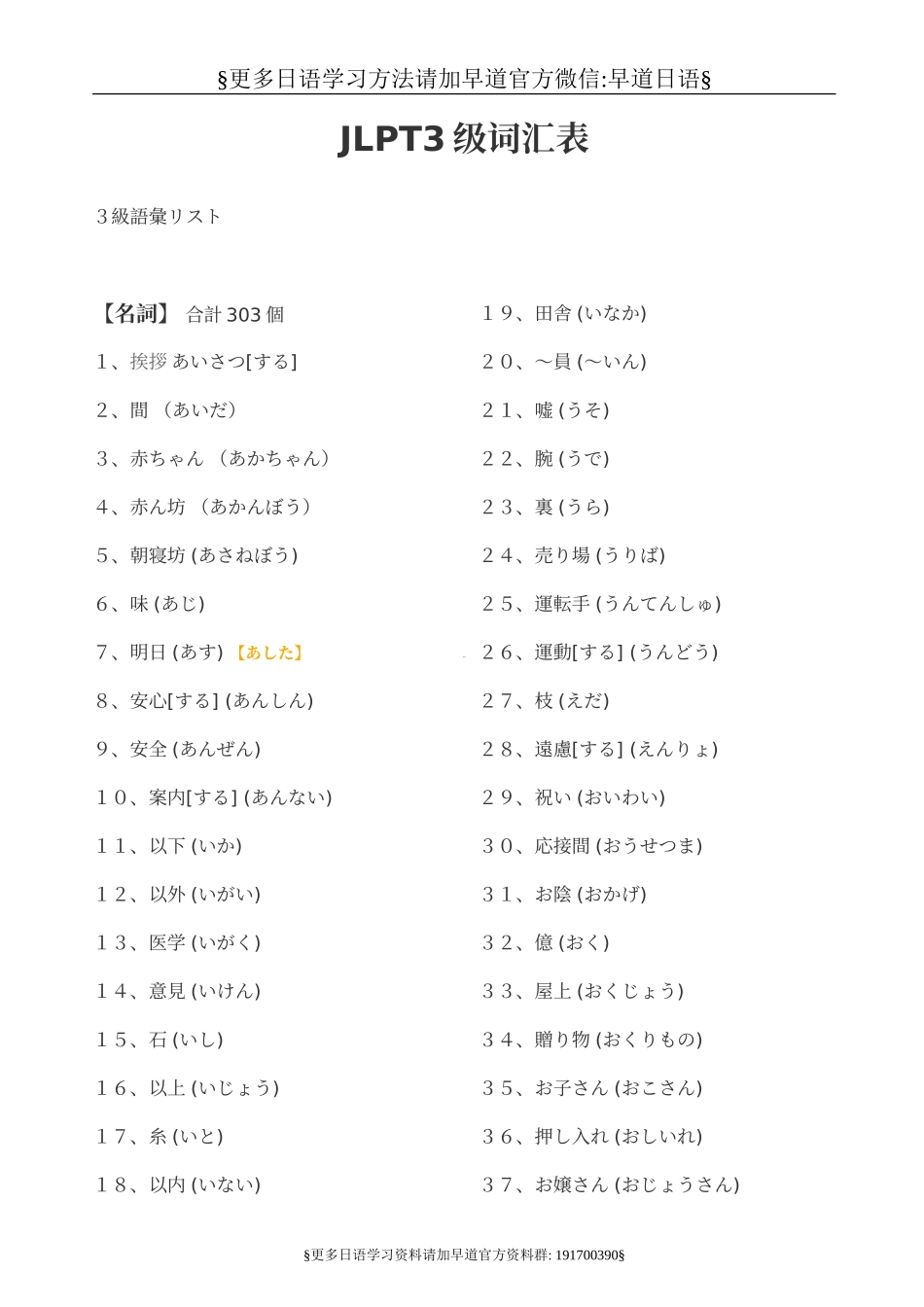 日语三级词汇表新（推荐）.doc_第1页