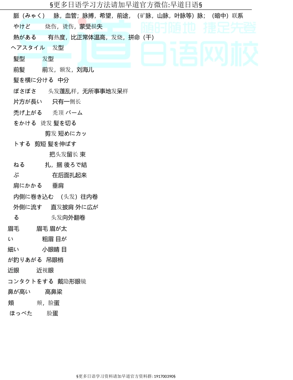 日语一级听力高频词汇汇总—人物外貌类.doc_第3页