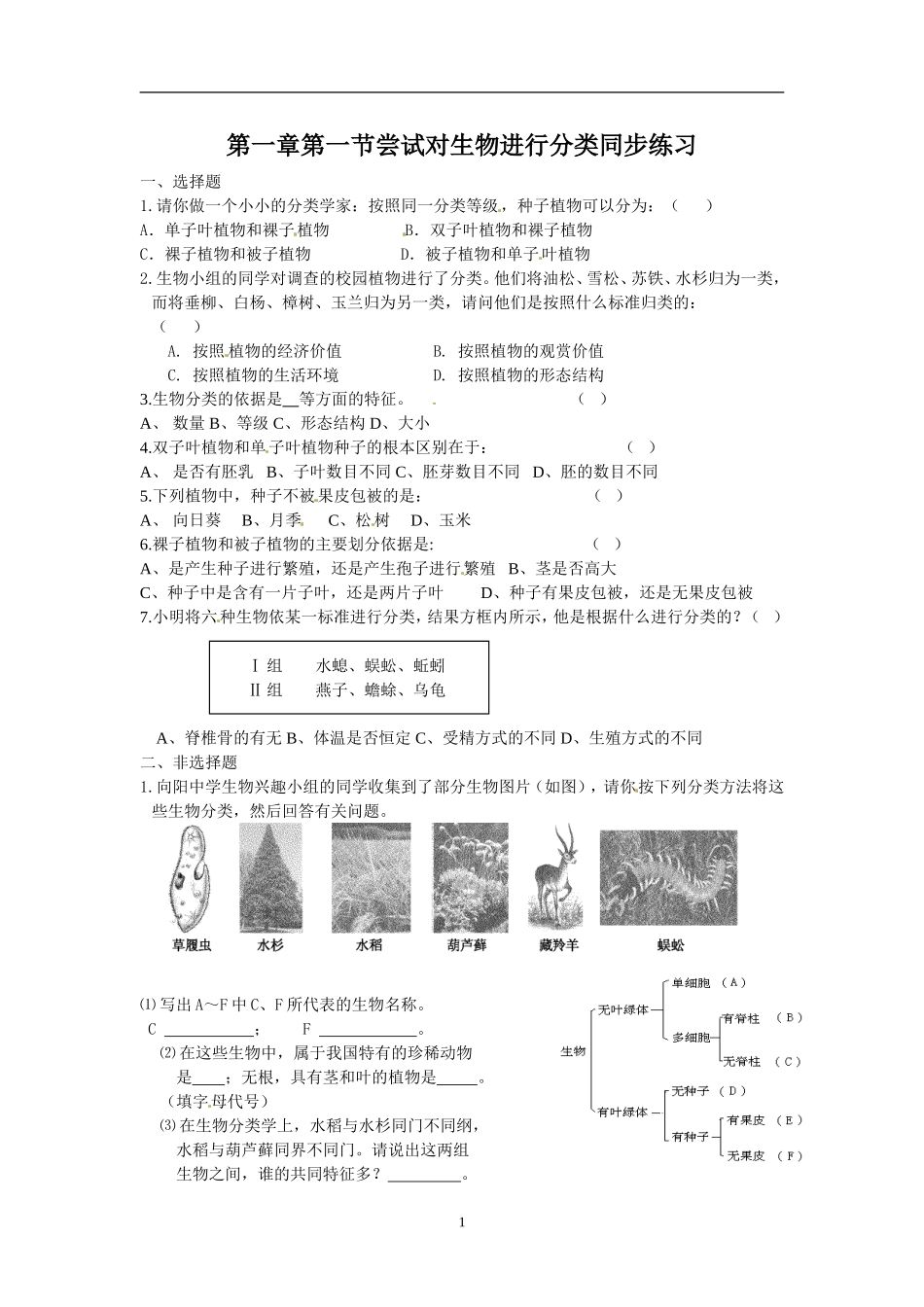 6.1.1 尝试对生物进行分类.doc_第1页