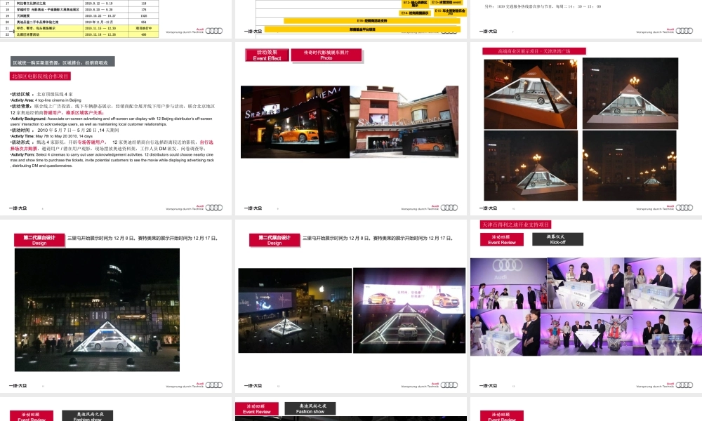 奥迪市场部2010年总结及2011年计划.ppt