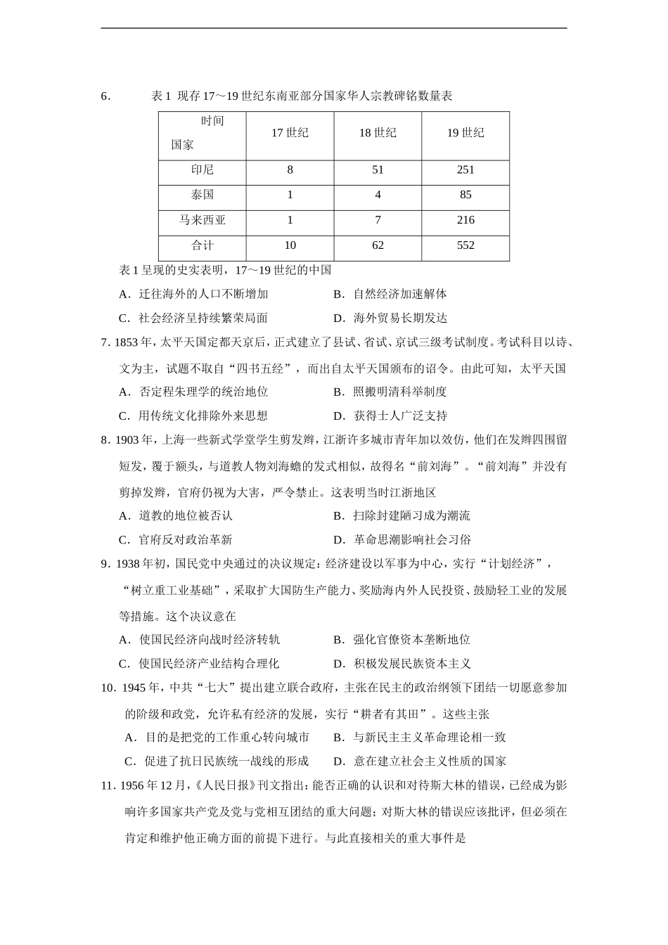 2018高考海南卷历史试题(含答案)(1).doc_第2页