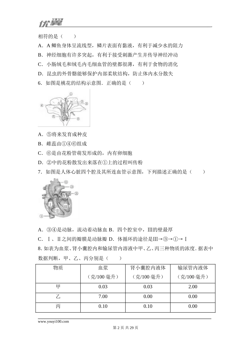 2017安徽安庆市生物中考试卷.doc_第2页