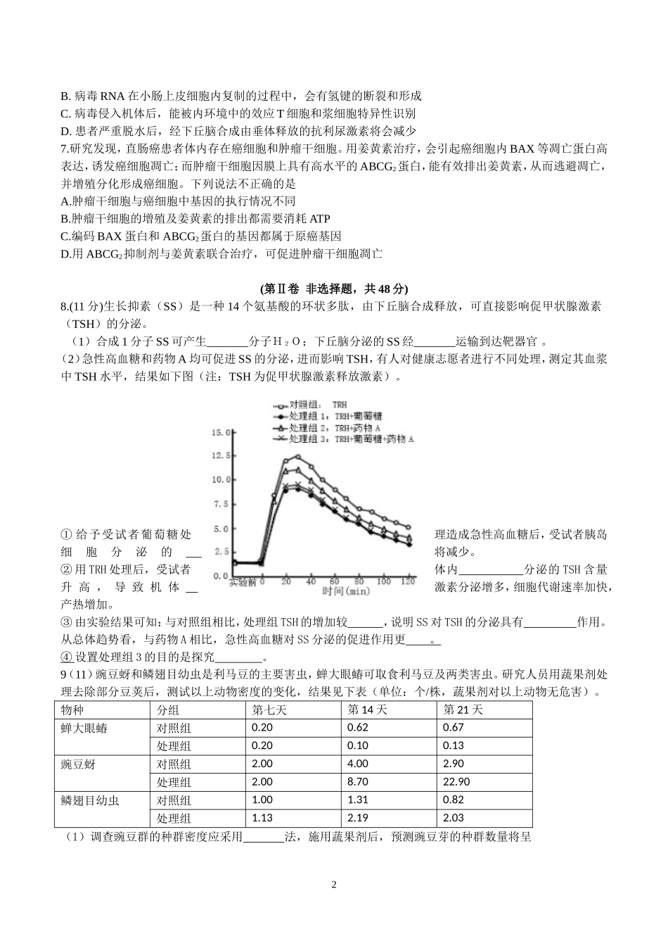 2016年四川省高考生物试卷及答案.doc_第2页
