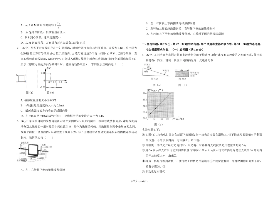 2017年全国统一高考物理试卷（新课标ⅱ）（原卷版）.doc_第2页