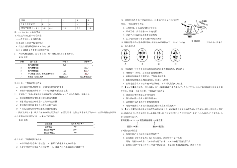 2016年浙江省高考生物【4月】（含解析版）(1).doc_第2页
