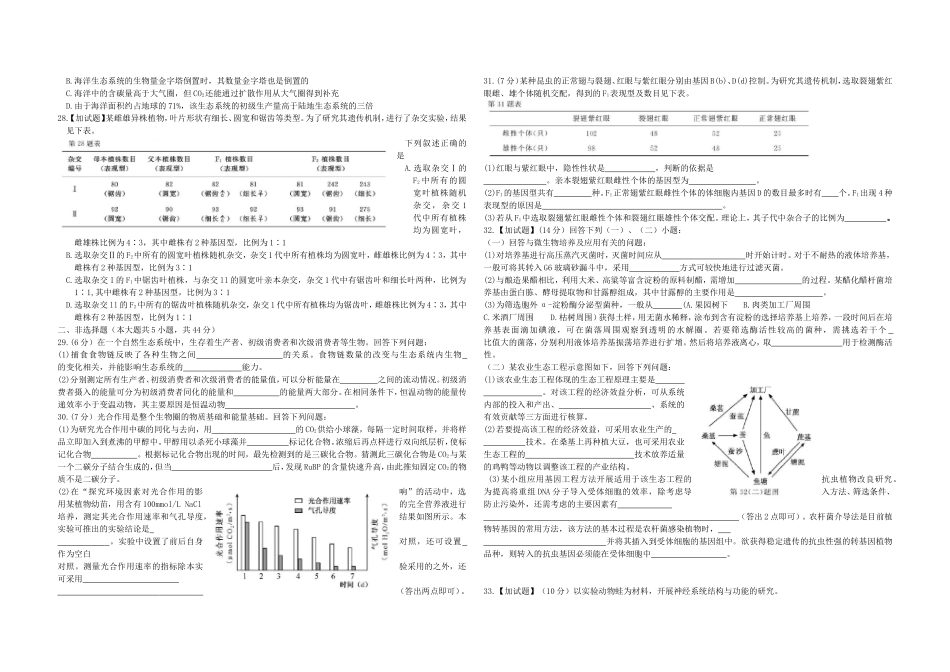 2018年浙江省高考生物【11月】（原卷版）.doc_第3页