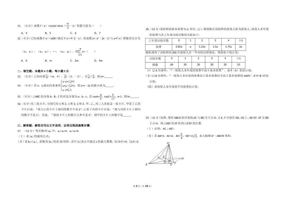 2016年全国统一高考数学试卷（文科）（新课标ⅱ）（含解析版）.doc_第2页