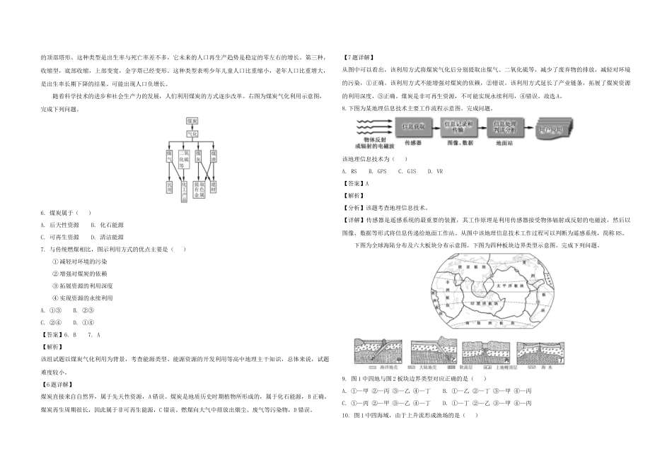 2018年浙江省高考地理【11月】（含解析版）.docx_第2页