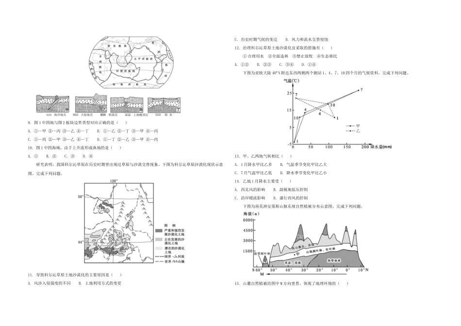 2018年浙江省高考地理【11月】（原卷版）.docx_第2页