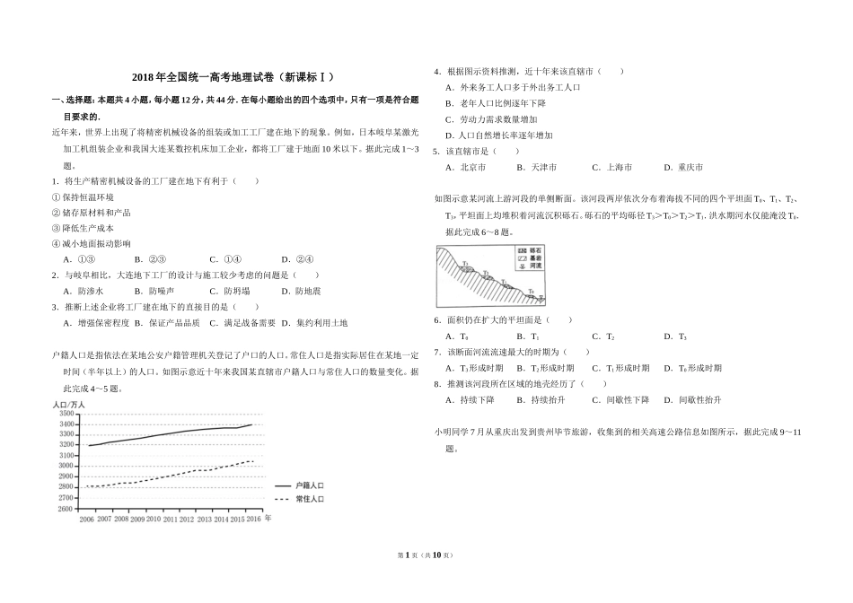 2018年高考真题 地理(山东卷)（含解析版）(1).doc_第1页