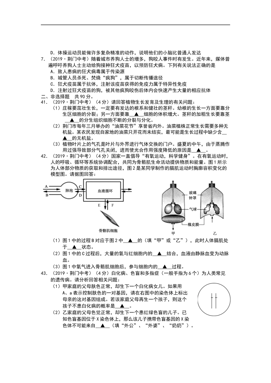 2019年湖北省荆门市中考生物试题（Word版含解析）.docx_第2页