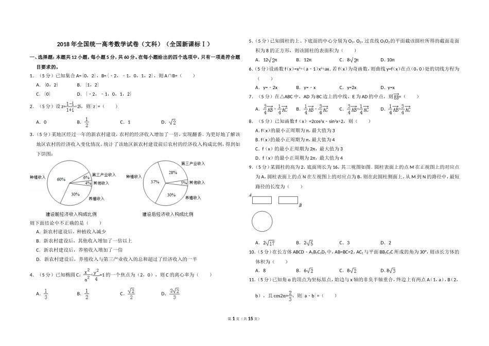 2018年全国统一高考数学试卷（文科）（新课标ⅰ）（含解析版）(1).doc_第1页