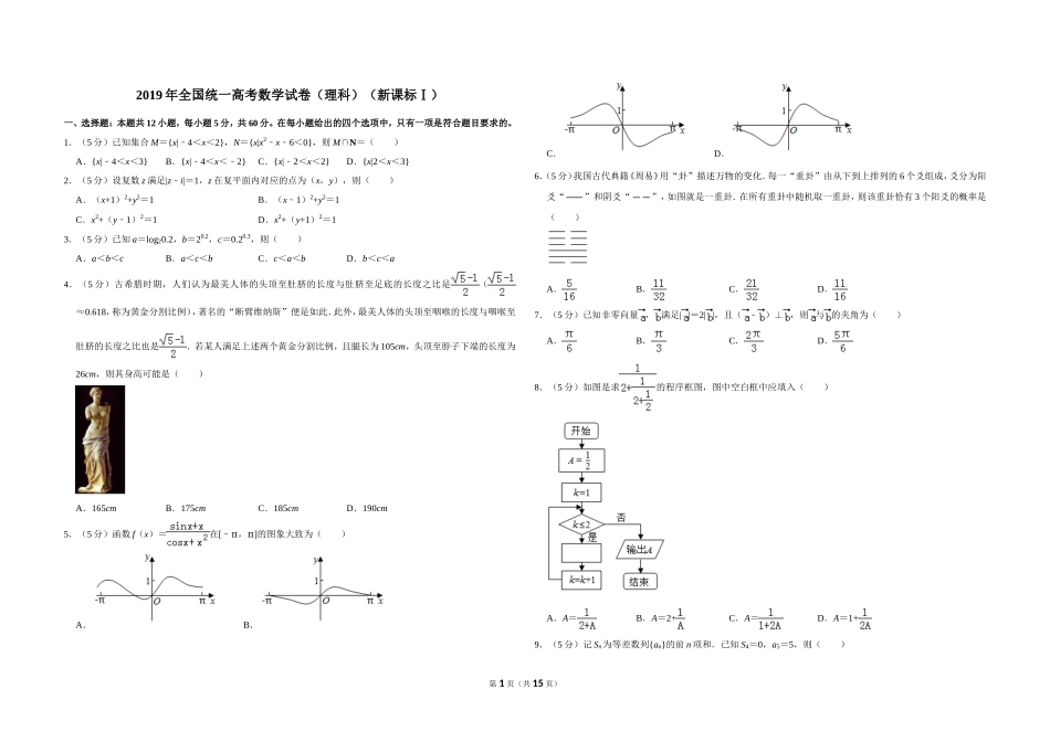 2019年全国统一高考数学试卷（理科）（新课标ⅰ）（含解析版）.doc_第1页