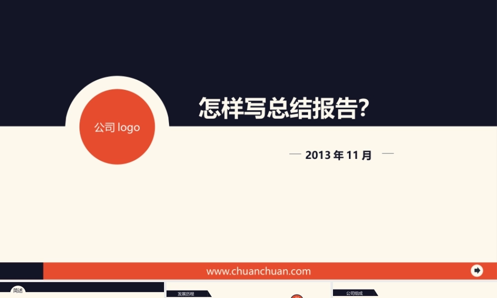 PPT模板—第3串 橙黑 商务报告总结PPT模版.pptx