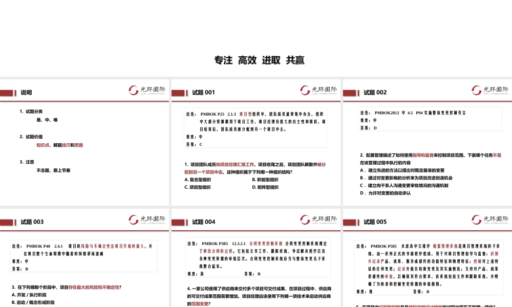 PMP2018 3月 最新考前押题200题.pptx