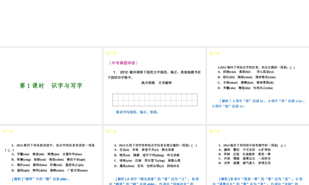 语文中考专题复习：第1篇《积累与运用》ppt课件.ppt