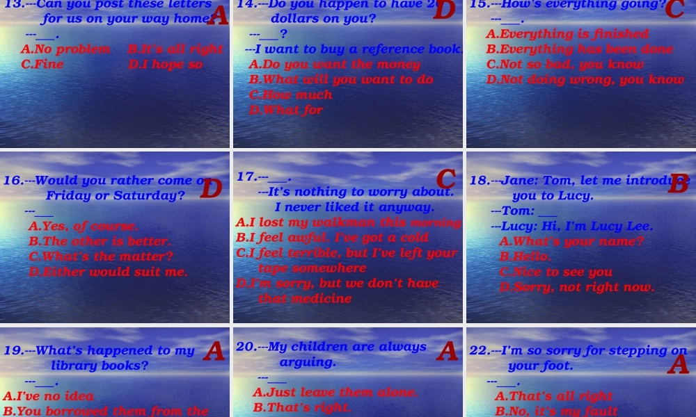 2014高考英语语法专题复习 课件19《英语交际用语及惯用法练习.ppt