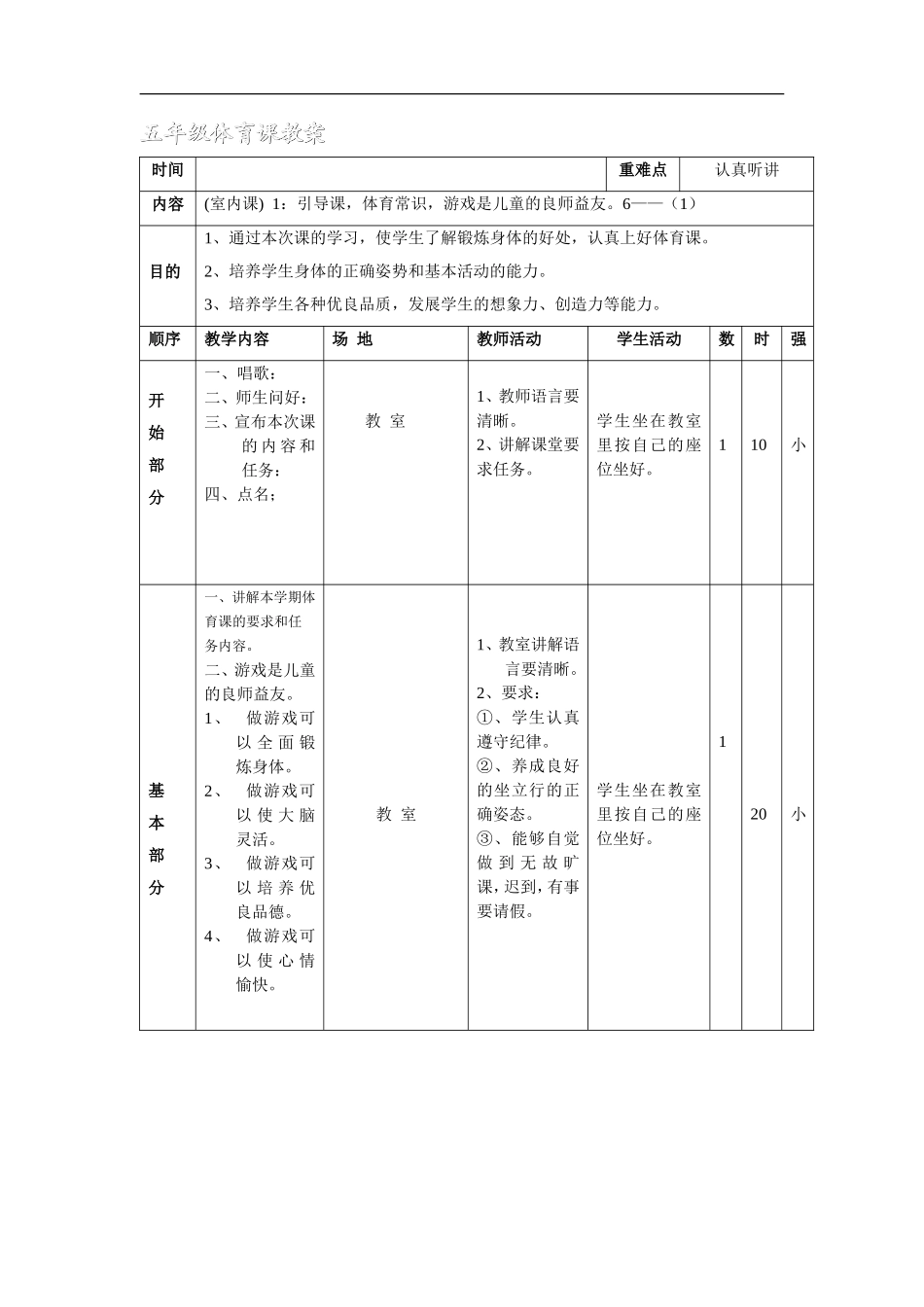 小学五年级体育教案第二学期 .doc_第2页