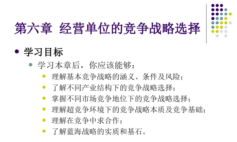 第六章 经营单位的竞争战略选择.ppt