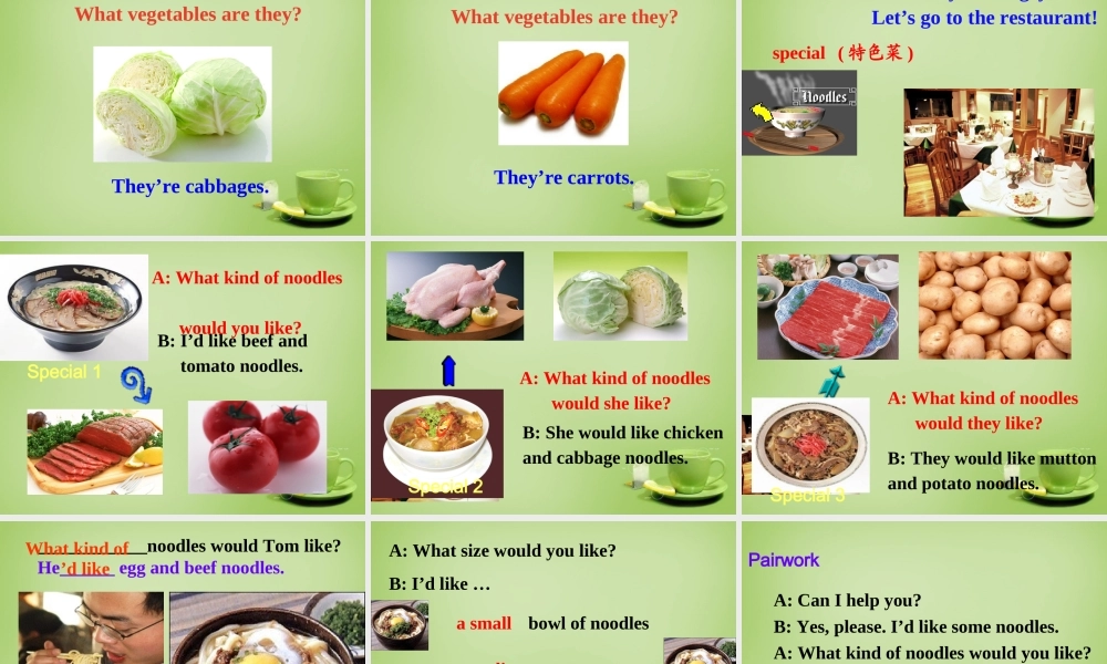 【名师精品】7 《Unit 10 I’d like some noddles》课件.ppt