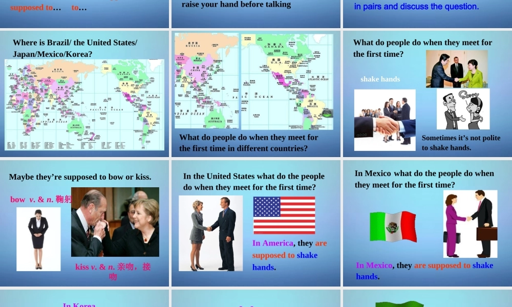 九年级英语全册 Unit 10 You’re supposed to shake hands课件2.ppt