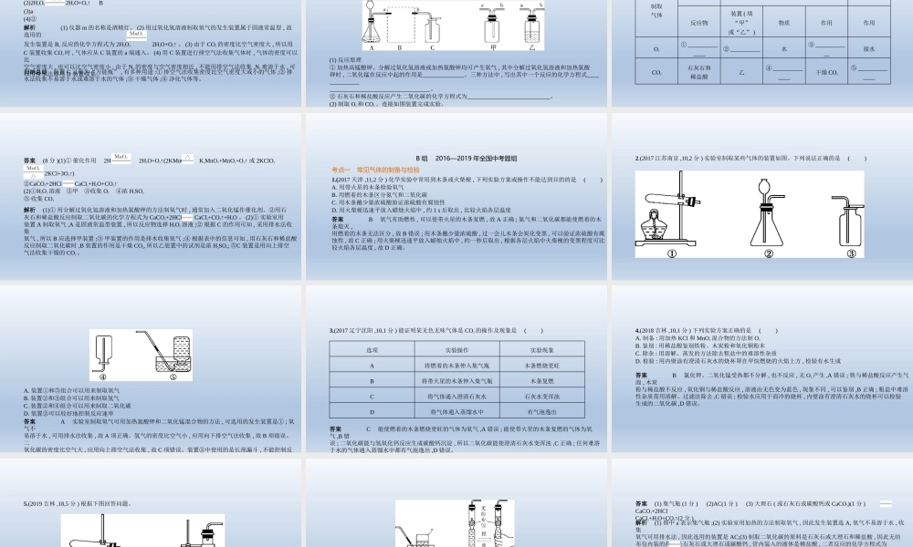 13专题十三　常见气体的制取与净化 课件 2021年中考化学（全国）一轮复习【考百分kao100.com】.pptx