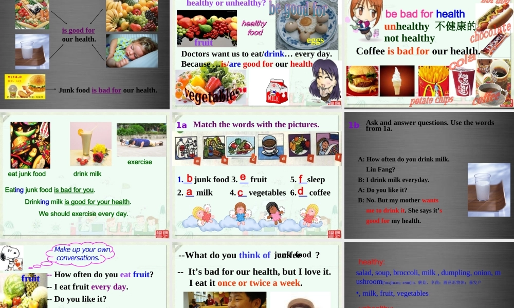 广东省韶关市曲江县大塘中学八年级英语上册 Unit 2 How often do you exercise Section B课件.ppt