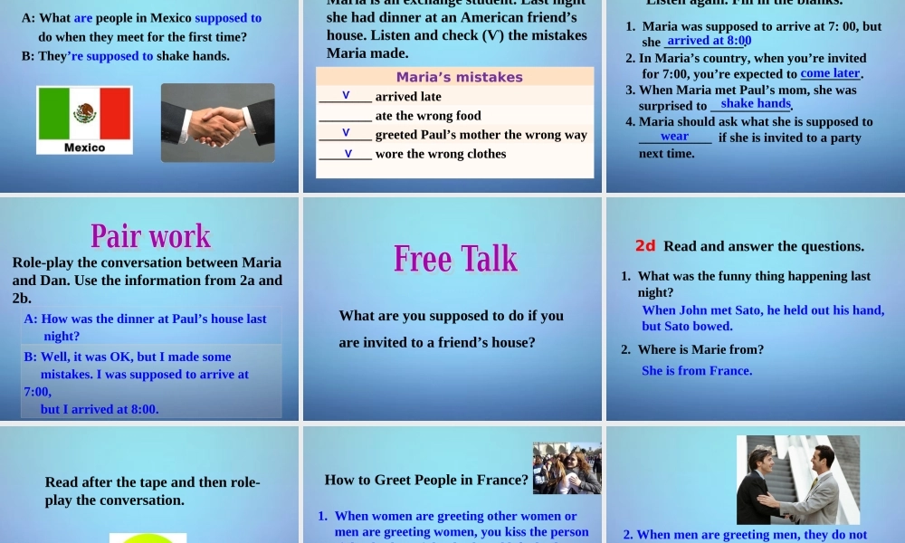 九年级英语全册 Unit 10 You’re supposed to shake hands课件1.ppt