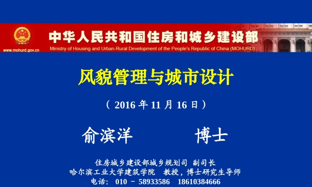 俞滨洋司长—风貌管理与城市设计.ppt