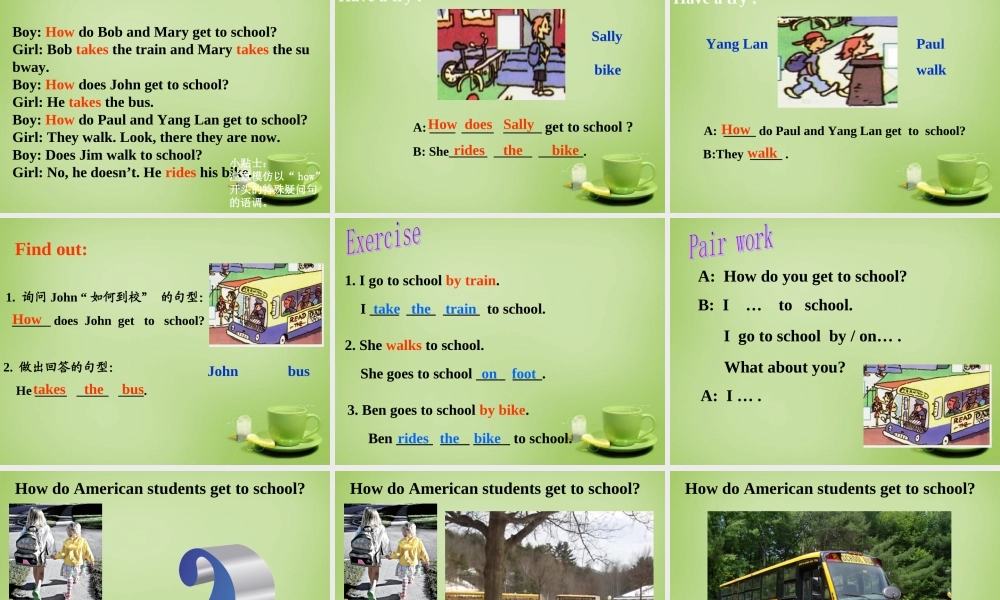 【浙江省】 2 Unit 3 How do you get to school课件.ppt