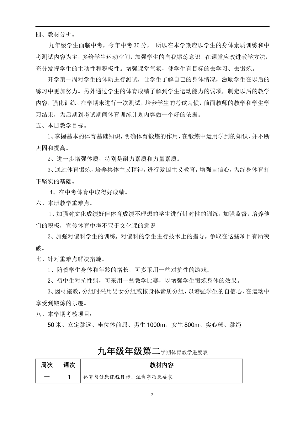 九年级下学期体育教案.doc_第2页