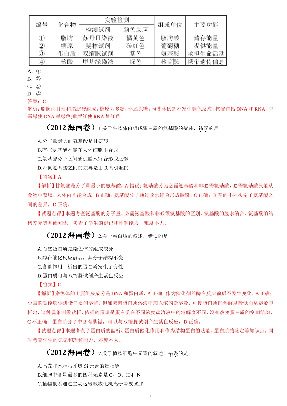 2012年全国各地高考生物试题分章汇编汇总.doc_第2页