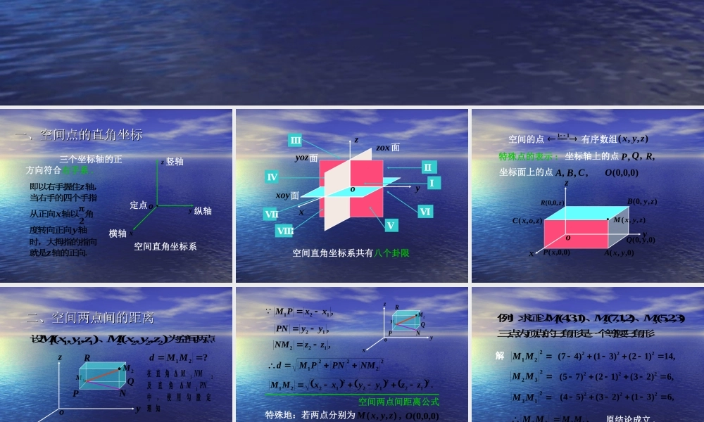 数学：7.5《空间直角坐标系2》课件（湘教版必修3）.ppt