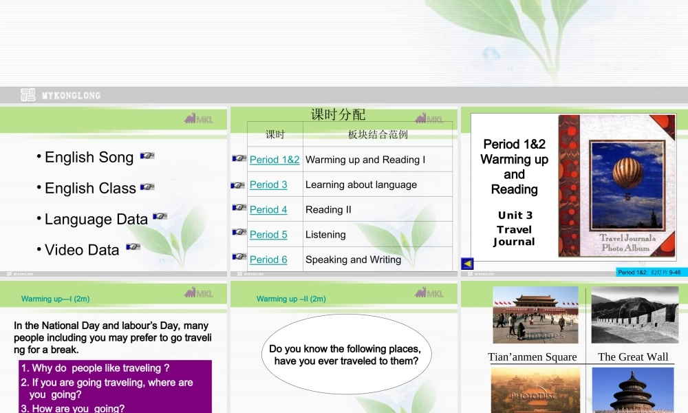 高一英语优质课件：Unit3 Travel Journal全套课件（新人教版必修1）.ppt