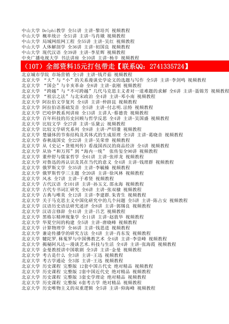 各个高校专业课视频资源百度云链接.xls_第3页