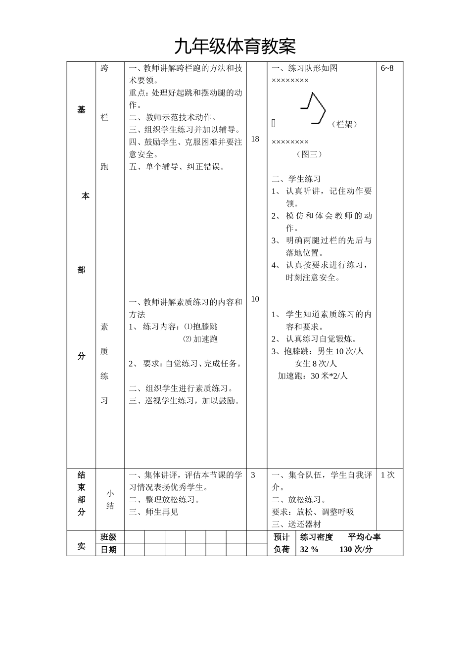 初中九年级体育全部教案(1).doc_第3页