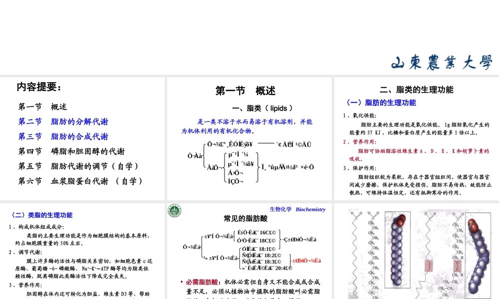 Chapter 7 脂类代谢.ppt