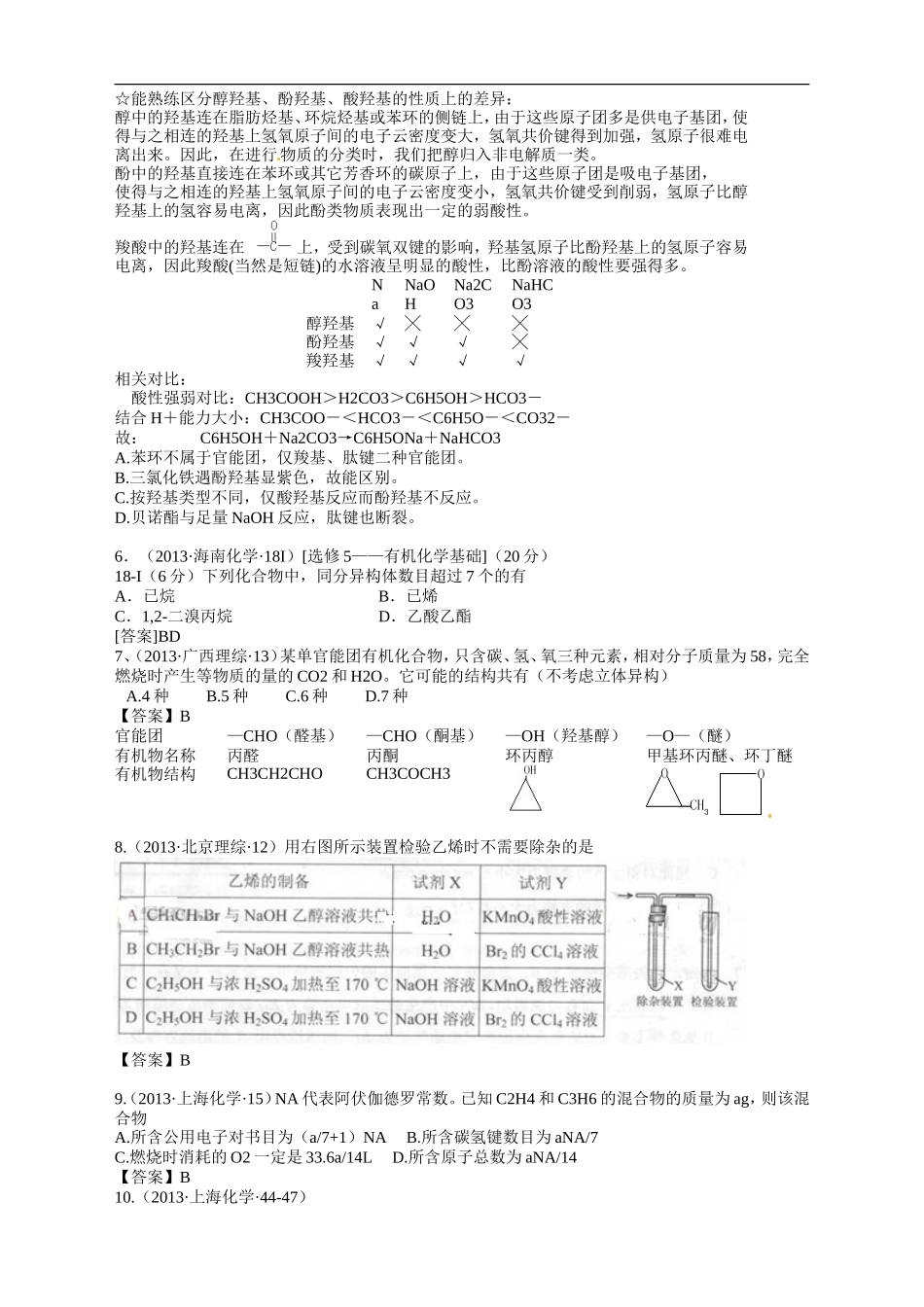 【十年高考】2004-2013年高考化学试题分类汇编——有机化合物基础（共计122页）.doc_第2页